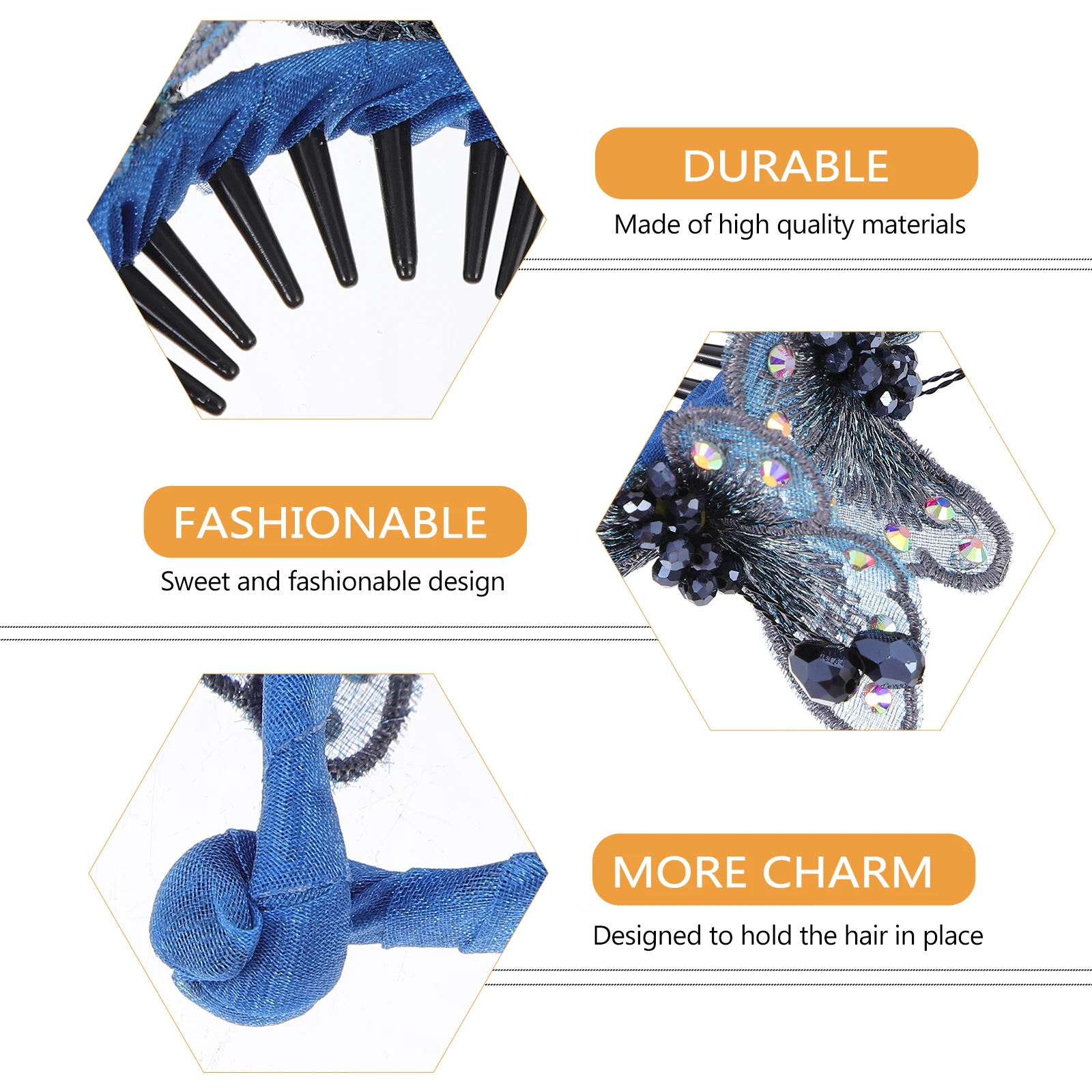 

Rhinestone Hairgrip H made Woven Hair Slide Large Ball Clips Navy Blue Crystal Hairpin Hair Accessories For Wedding Party Prom