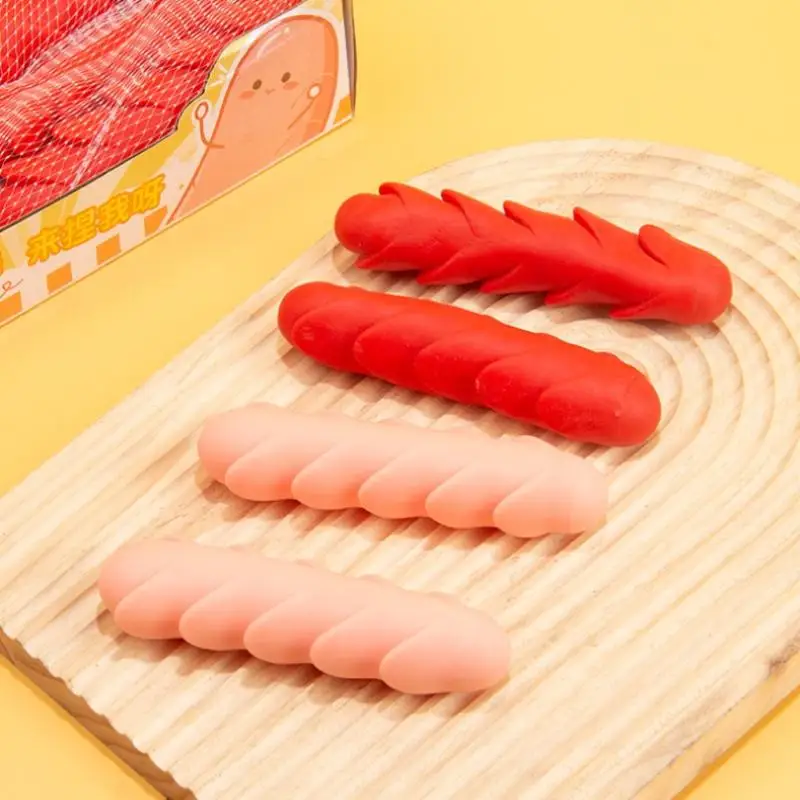 2Pcs Soft Sausage Shaped Sensory Squeeze Fidget Toy Stress Relief Gifts Office Relax Party Favors