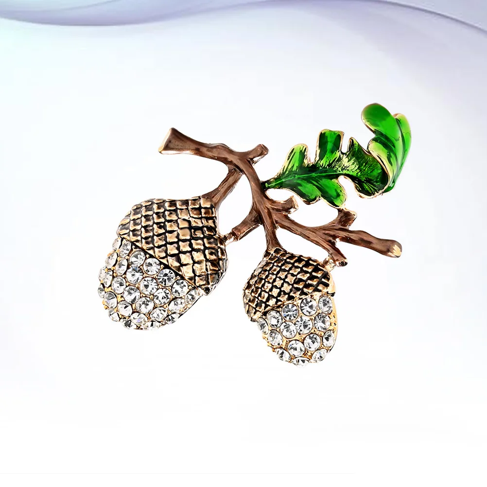 

Pine Cone Rhinestone Brooch Alloy Stylish Creative Cartoon Boutonniere Women Clothing Decorative Banquet Prom Party Gift