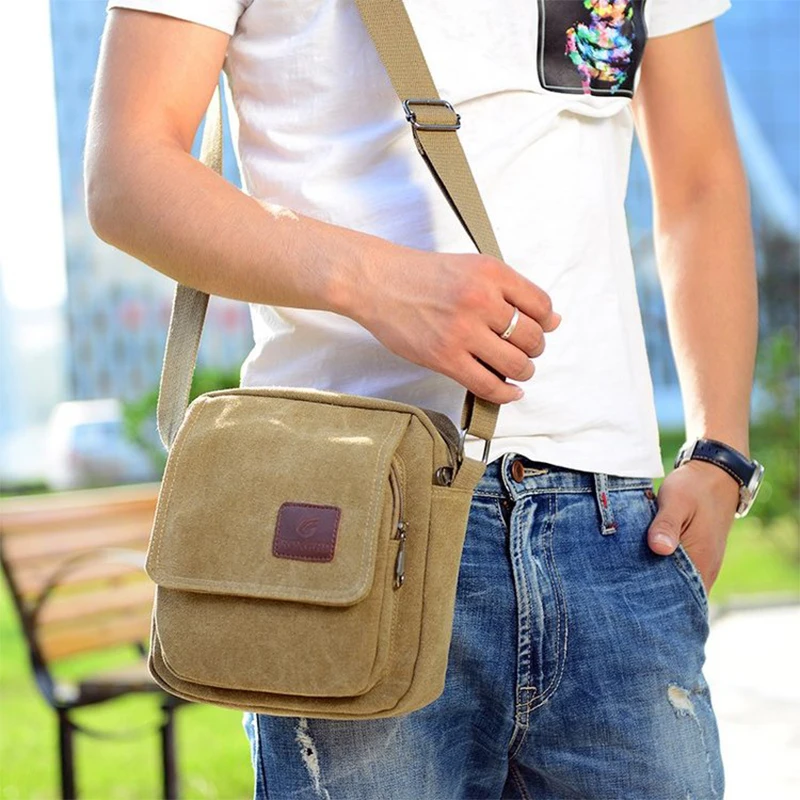 Men\'s Casual Style Canvas Shoulder Messenger Bags Multi-pocket with lid Handbag Crossbody Flap Bag For Man Business Sling Bag 가방