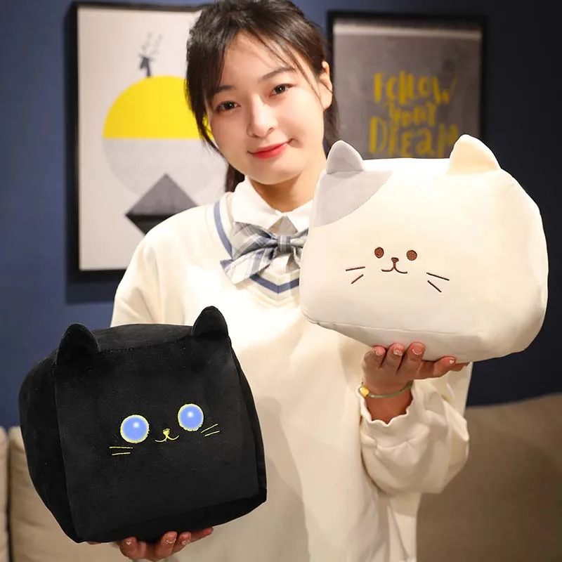 25/40/50CM Cartoon Square Cat Plush Toys Lovely Cat Doll Pillow Stuffed Soft Animal Back Cushion for Kids Baby Birthday Gifts