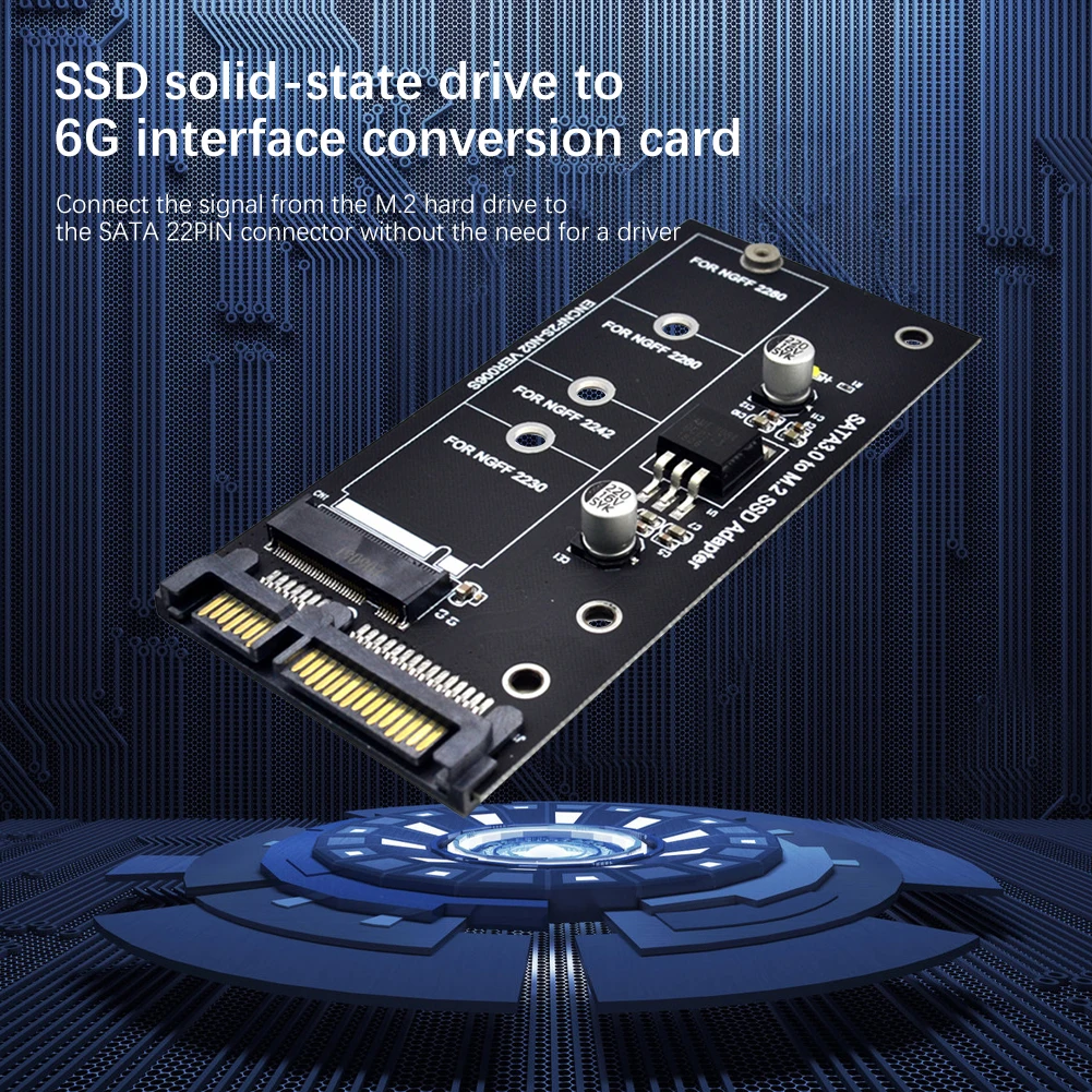 M2 To SATA3 Adapter Card KEY-B-M SSD Solid State Drive Conversion Card NGFF Adapter Suppor 30/42/60/80mm (Not NVME M2.SSD)