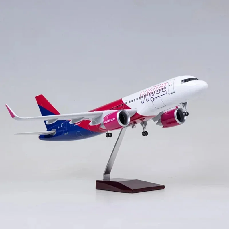 New 47CM 1/80 Airplane A320NEO A320 NEO Wizz Air Airlines Model Toy Light & Wheel Landing Gear Diecast Resin Plane Model Decor