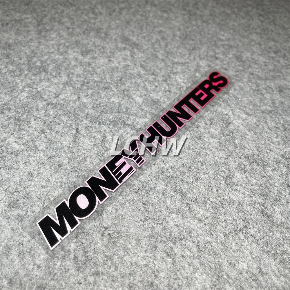 Motorcycle Scooter Money Hunters Bold Hip-Hop Sticker 1Pc Black White Rainbow Decal for Fairing Helmet Window Bumper