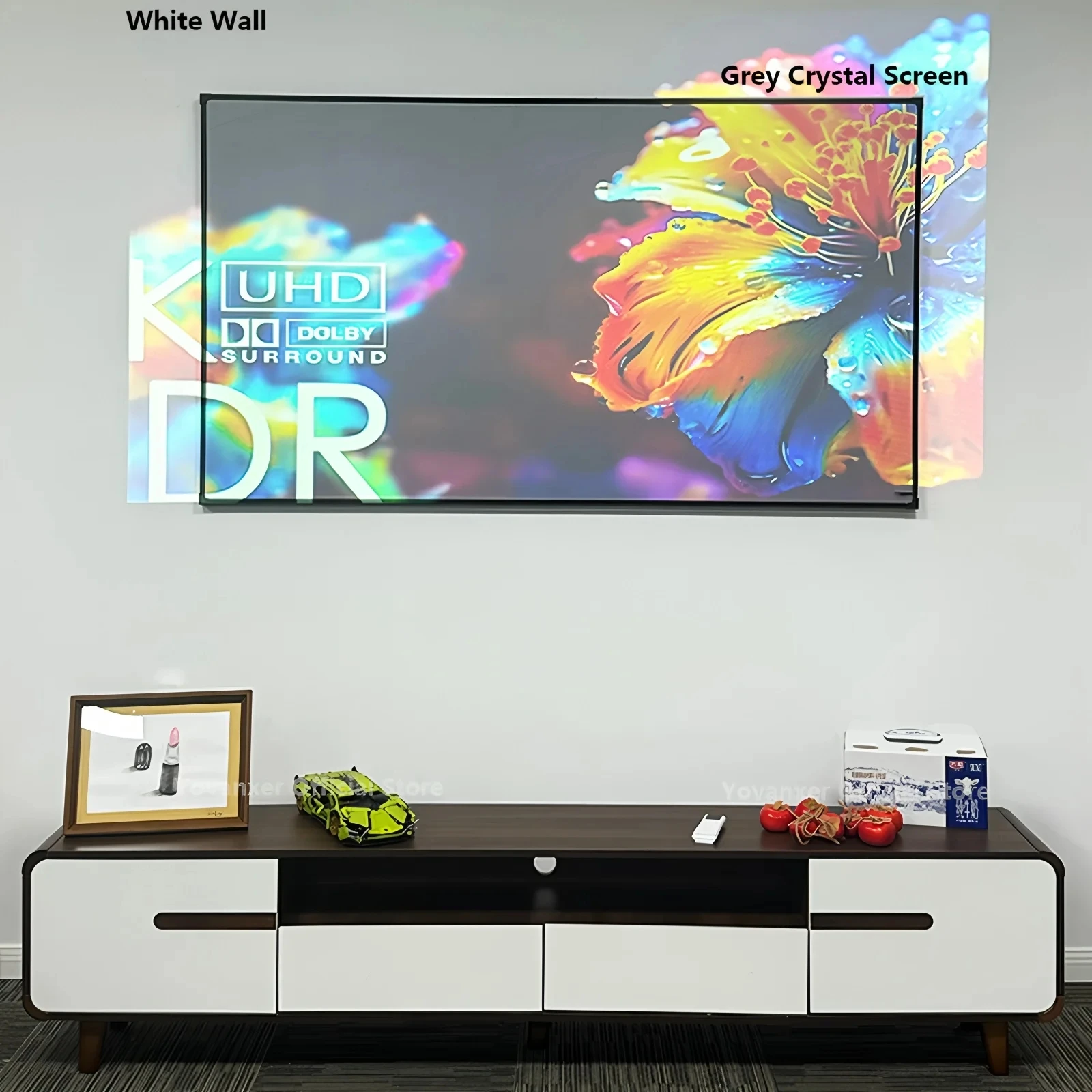 

50-250 Inch ALR Grey Crystal Projector Screen Nano Optical 1CM Frame Projection For Long Throw Projector 4K 3D HD Curtain