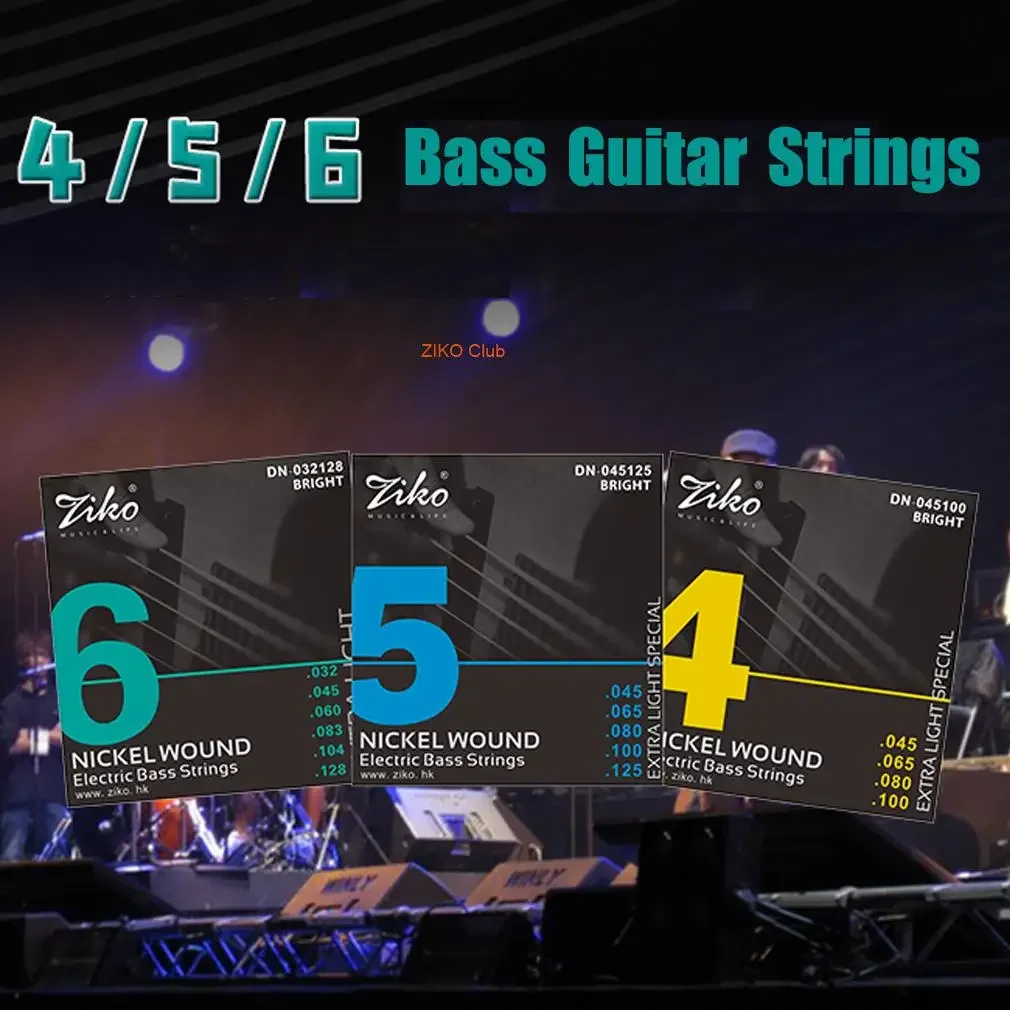 ZIKO 4 /5/6 Strings Bass Electric Guitar Strings StringsNickel Wound Hexagonal Alloy Core Guitar String Electric Bass String