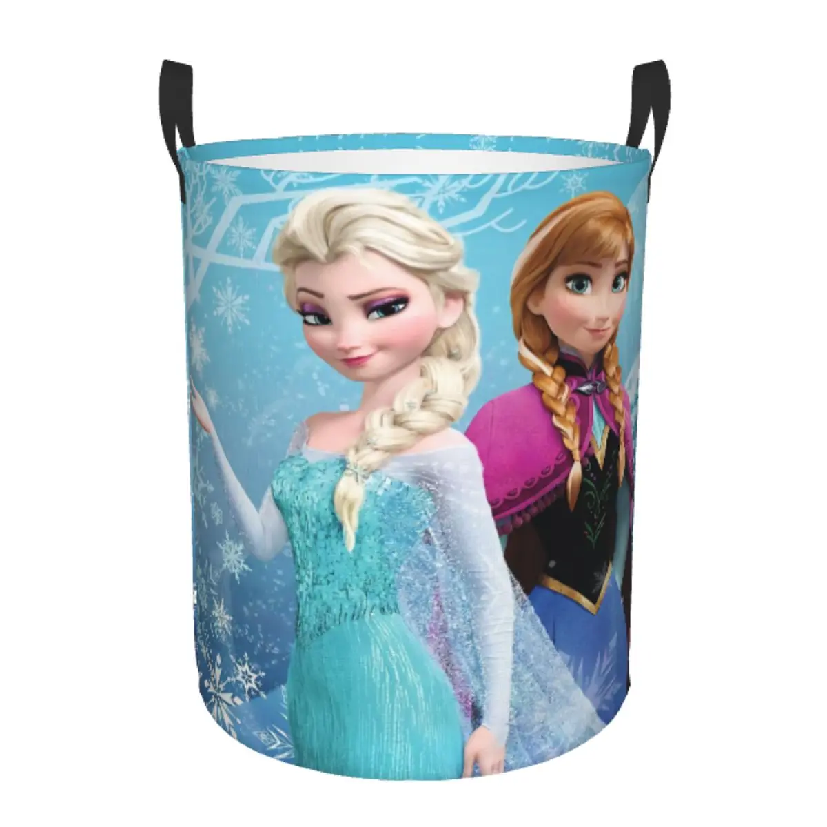 

Custom Cartoon Frozen Princess Laundry Basket Collapsible Clothes Hamper for Nursery Kids Toys Storage Bag
