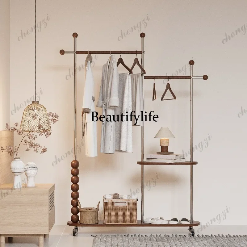 F4567 Medieval coat rack Floor-to-ceiling movable stainless steel B & B hotel Antique vertical hanger