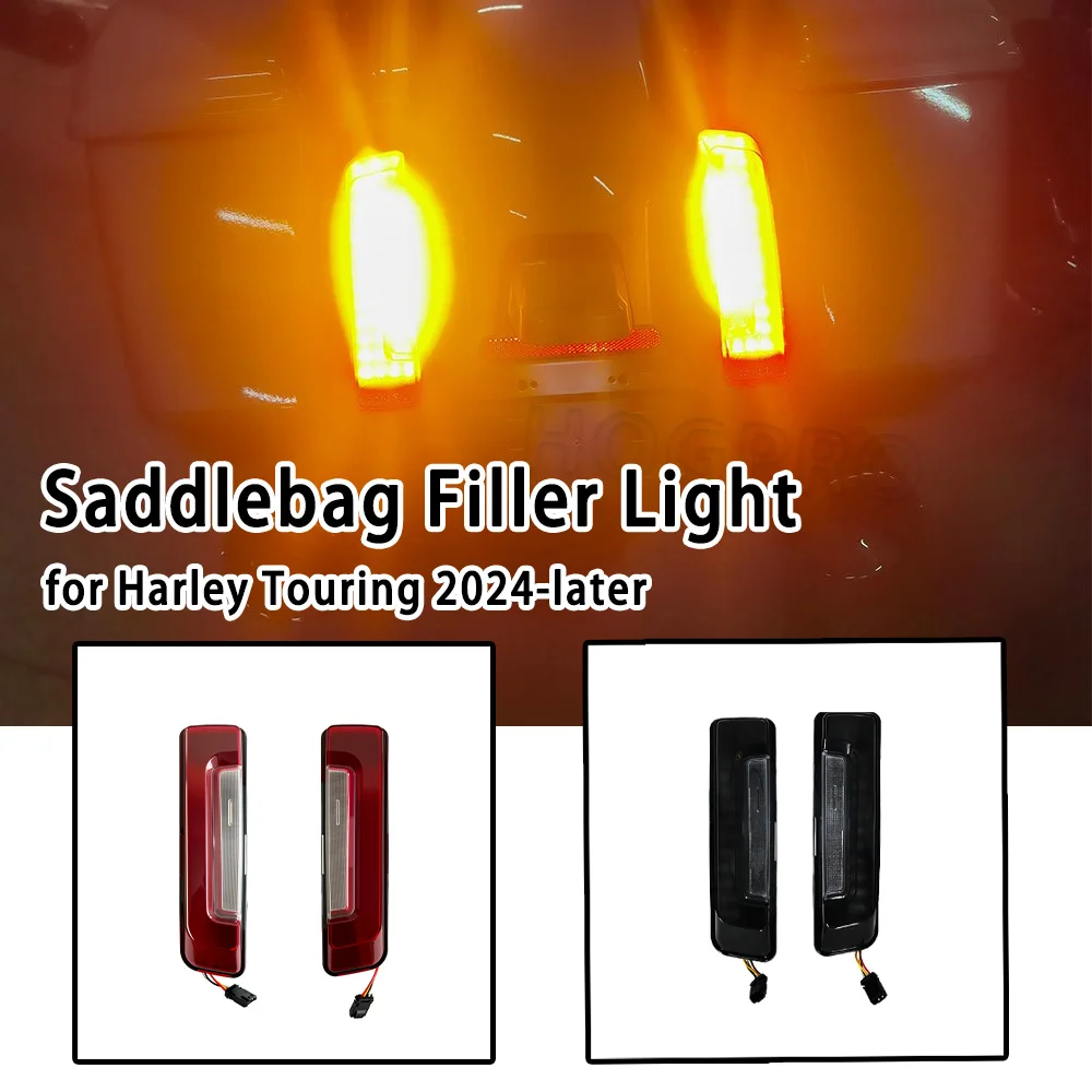 

Motorcycle Parts Red PC LED Saddlebags Filler Light Turn Signal Lamp For Harley Touring 2024-later