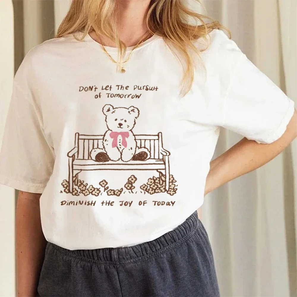 

Pattern T-Shirt Summer Sweet Trendy Clothing Fashion O-Neck Cute Bear T-Shirt Top Short Sleeved Women's Clothing Printed T-Shirt