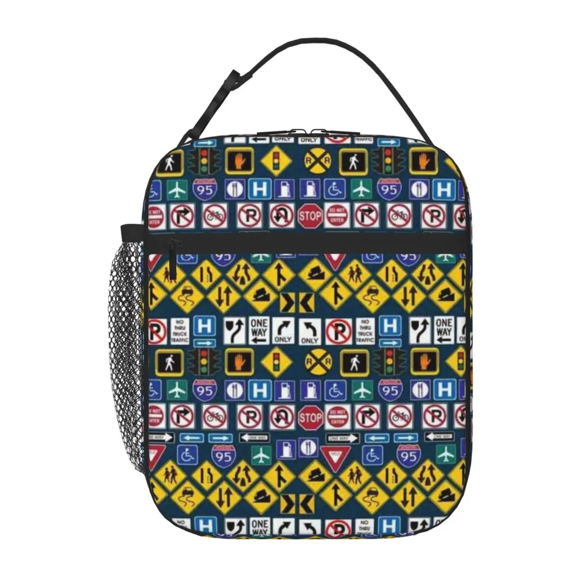 Bestselling Road Signs Regulations Signs School Style Bento Bag Auto Travel Office Lunch Bag