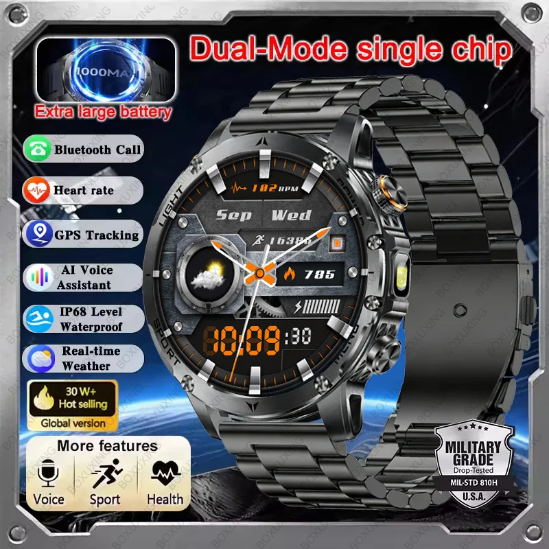 Outdoor New 1000mAh Battery T-Rex 3 Men Military Grade Smartwatch IP68 Waterproof GPS HD Bluetooth Call 100+Sports Smart Watch