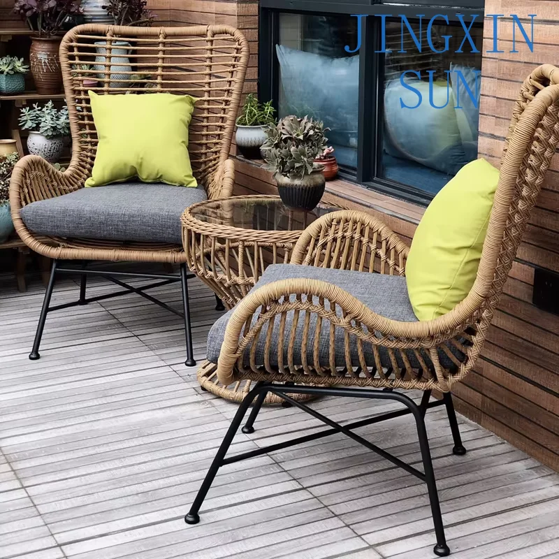 Outdoor Steel Rattan Garden Chair Patio Furniture Dining Chair Steel Garden Armrest Chair