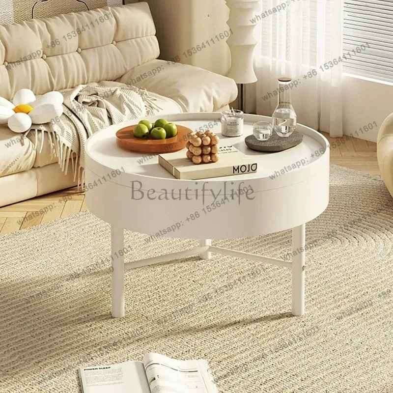 Nordic Organizer Coffee Table Minimalist Petite Round Cute Side Table Living Room Table Basse Luxurye Furniture Home