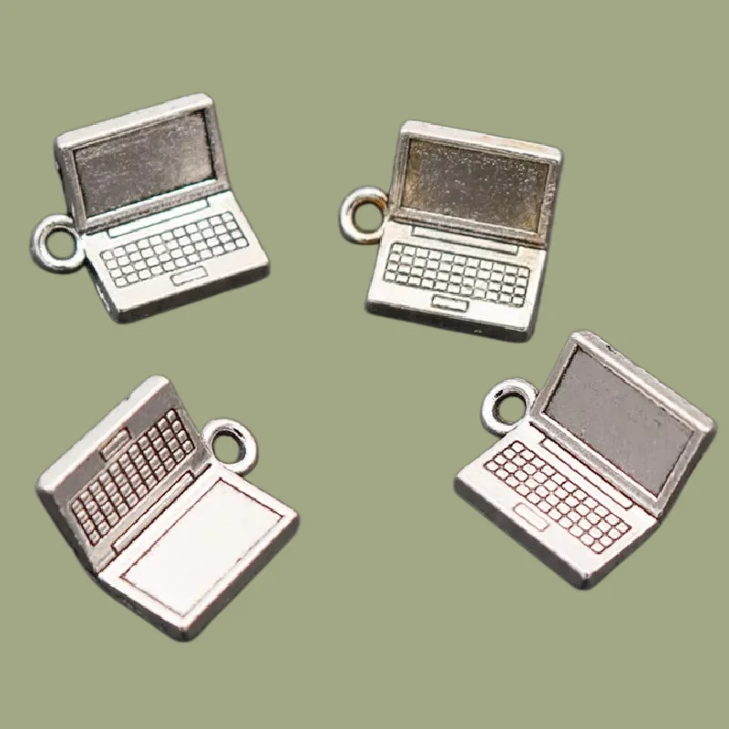 10pcs Silver Color 3D Laptop Computer Pendants DIY Charms For Necklace Bracelet Jewelry Crafts Making 15*10mm A1914