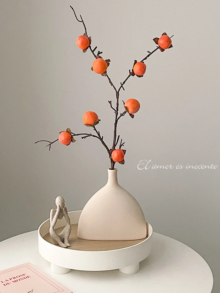 

Decorative simulation of persimmons, persimmons, auspicious green plants, artificial flowers, home decorations,