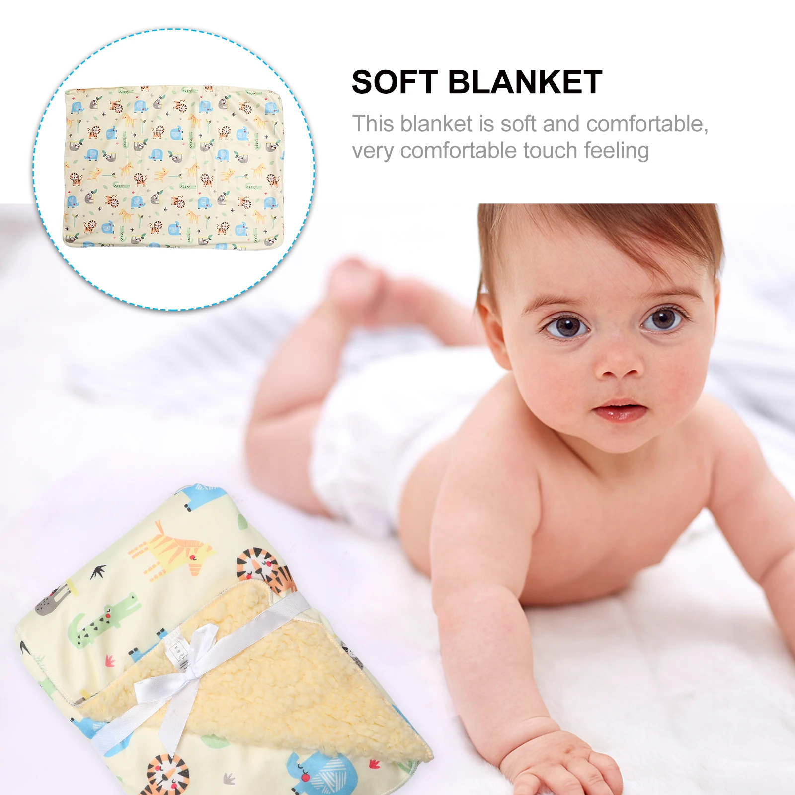 1pc Cartoon Printed Blanket Lightweight Warm Kids Double Layer Nursery Home Travel Soft Coral Fleece Material Baby Bedding