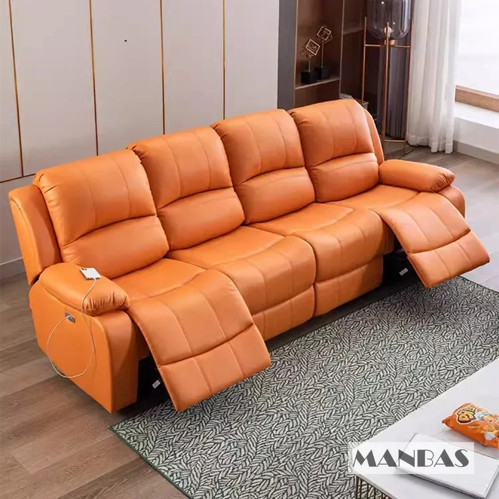 Genuine Leather Manual Electric Recliner Sofa Theater Power Reclining Couch Living Room Cinema Sofas Seating Room Furniture