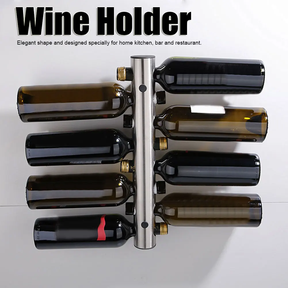 Soporte Vertical para botellas de vino tinto montado en la pared de acero inoxidable, suministros para el hogar, estante Vertical para vino, soporte para vino de pared