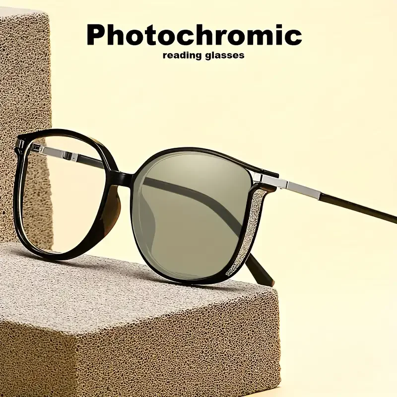 Lichtempfindliche farbwechselnde Lesebrille für Damen – hochauflösende, Anti-Blaulicht-Lesebrille, modische und große Rahmen