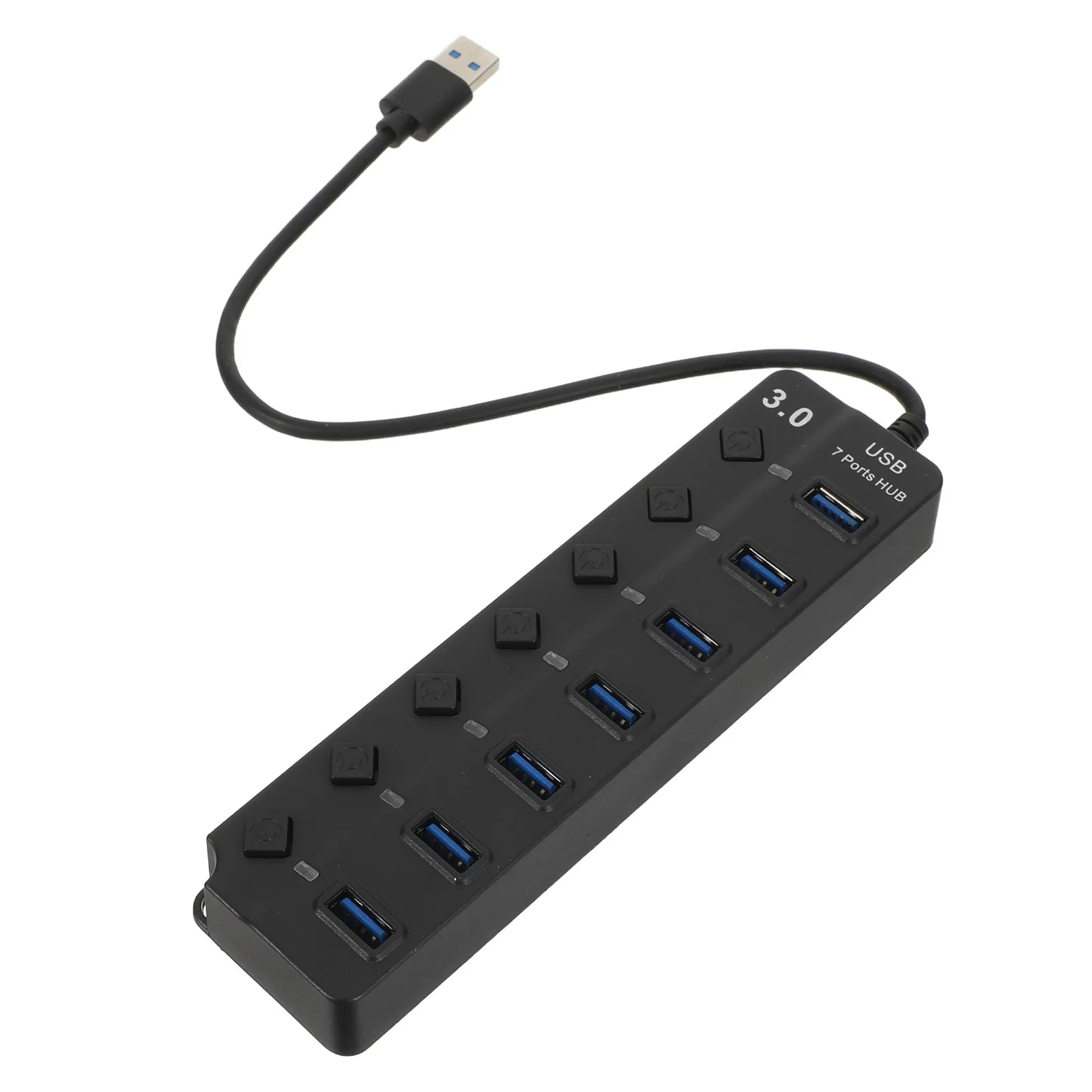 7-Port Usb3.0 Hub Multiple USB Port Splitter Adapter Thickened Cable High-Speed Data Transmission Backup Power Supply for Laptop