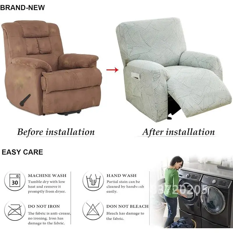 Jacquard Recliner Sofa Cover 1 Seater Stretch Lazy Boy Relax Armchair Cover Non-Slip Sofa Covers for Living Room Washable 1 Set