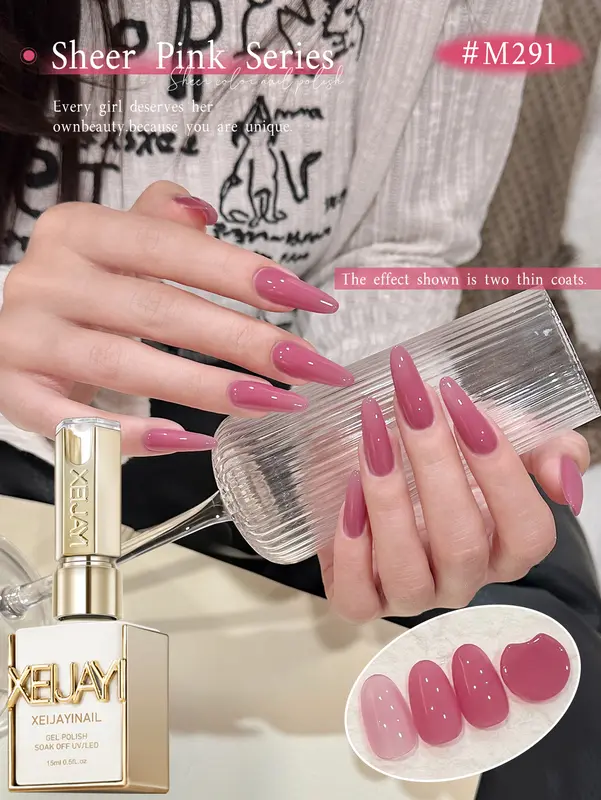 XEIJAYI 1/6pcs Pink Series Gel Nail Polish, 15ml French Nail Gel Polish, Soak Off UV Light Cure Gel Polish For Nail Decoration - Image 12