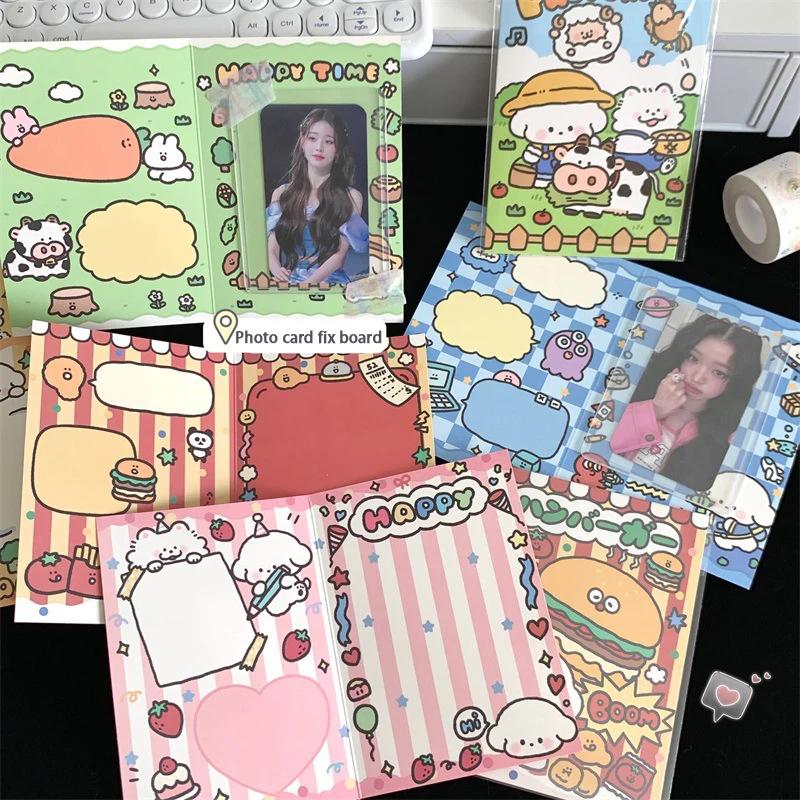 10Pcs Ins Fashion Cute Kpop 3-inch Photo Card Back Card Foldable Card Holder Fix Decor Paper Board DIY Packing Material