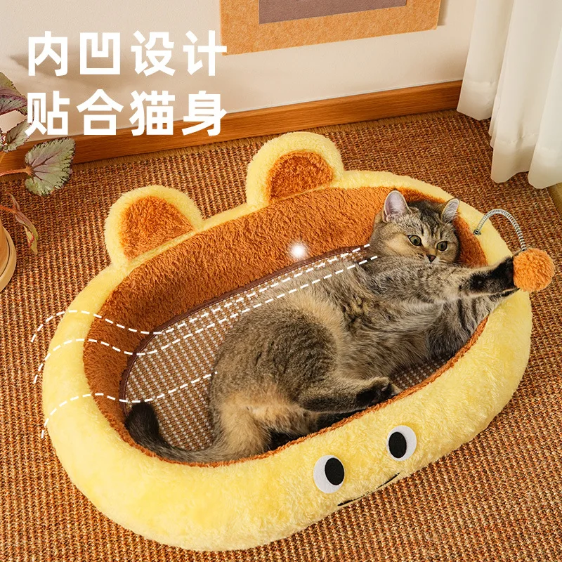 Soft Widened Cat Bed For Small Monsters Durable Plush Cat Nest Scratch Resistant Cat Scratching Artifact Pet Mat For Cats