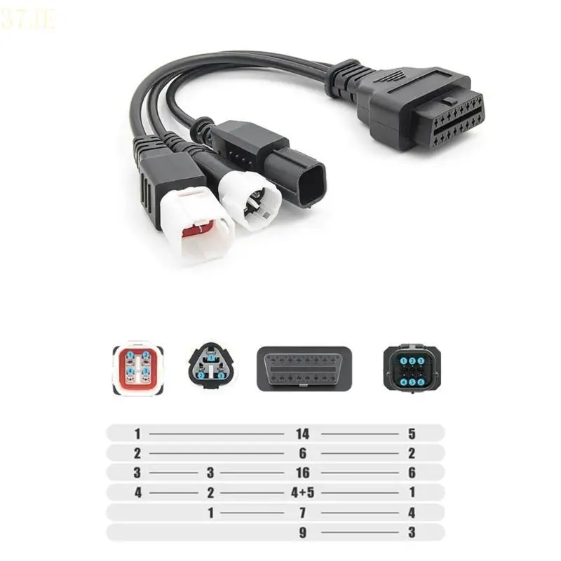 

37JE OBD 2 Расширение разветвителя от 1 до 3 Y кабель мужчина из трех порта до самок мотоцикла Диагностика 3PIN 4PIN 6PIN