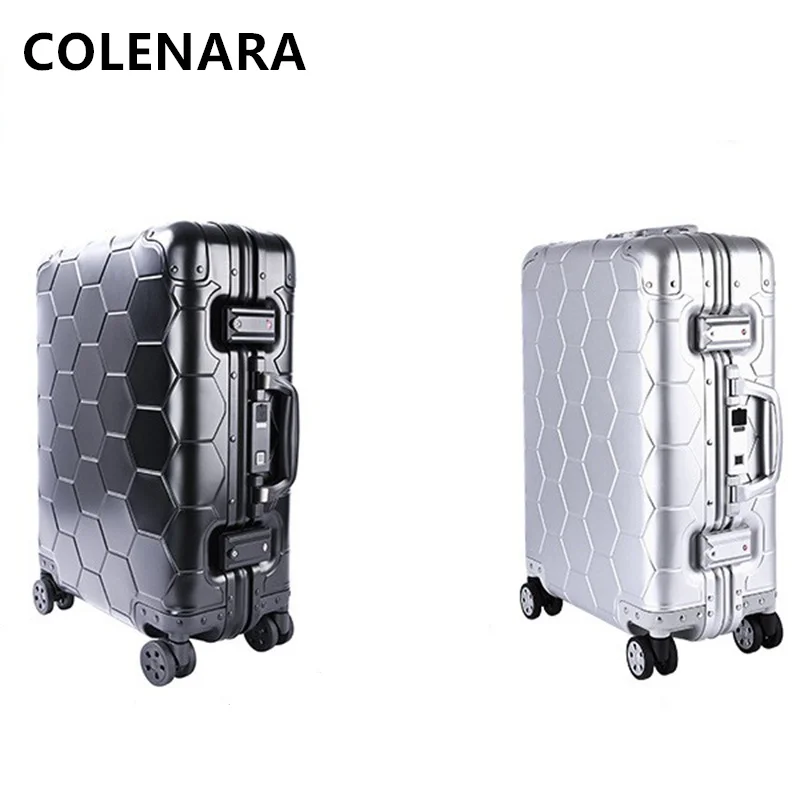 

COLENARA Suitcase New Women's 20-inch Boarding Box All Aluminum Magnesium Alloy Trolley Case Men's Carry-on Travel Luggage