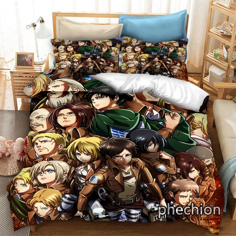 phechion Attack on Titan 3D Print Bedding Set Duvet Covers Pillowcases One Piece Comforter Bedding Sets Bedclothes Bed K230