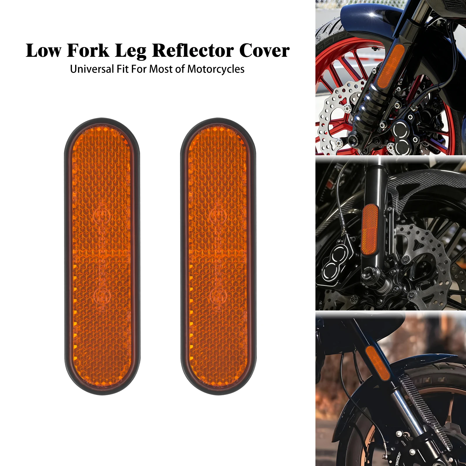 Motorcycle Front Fork Leg Reflector Cover Safety Warning Orange Trim Sticker Universal For Yamaha For Victory For Indian For BMW