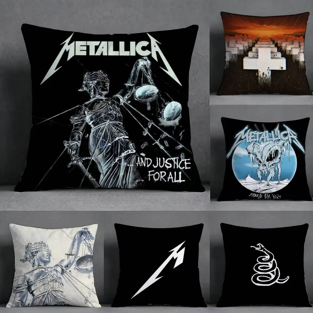 M-Metallica Album Logo   Pillow Case Square Double-Sided Sofa Cushion Cover Bedroom Bedside Pillow