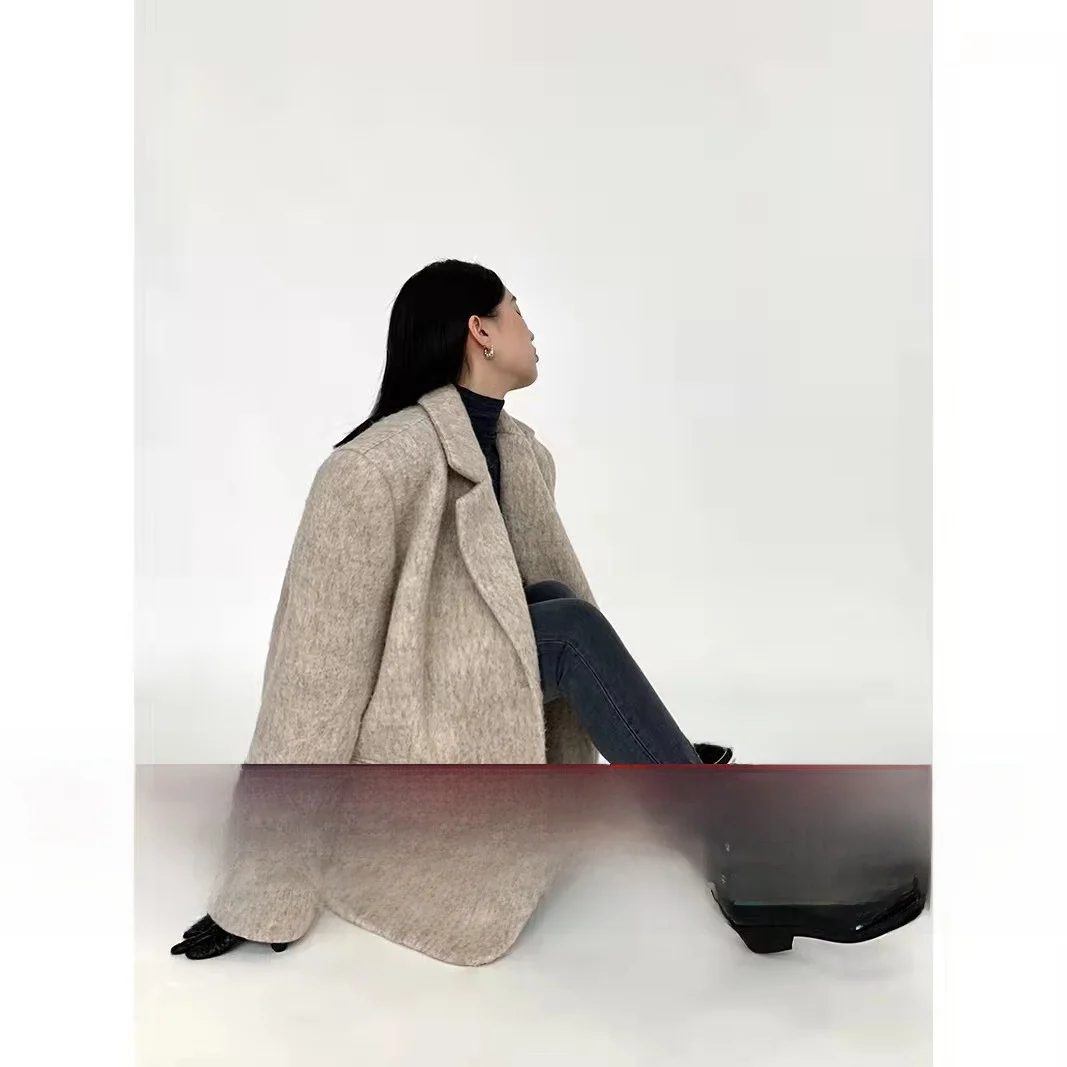 

Пальто женское eGuYue из мохера, утепленное, повседневное, прямого кроя, универсальное, с длинными рукавами, на одной пуговице