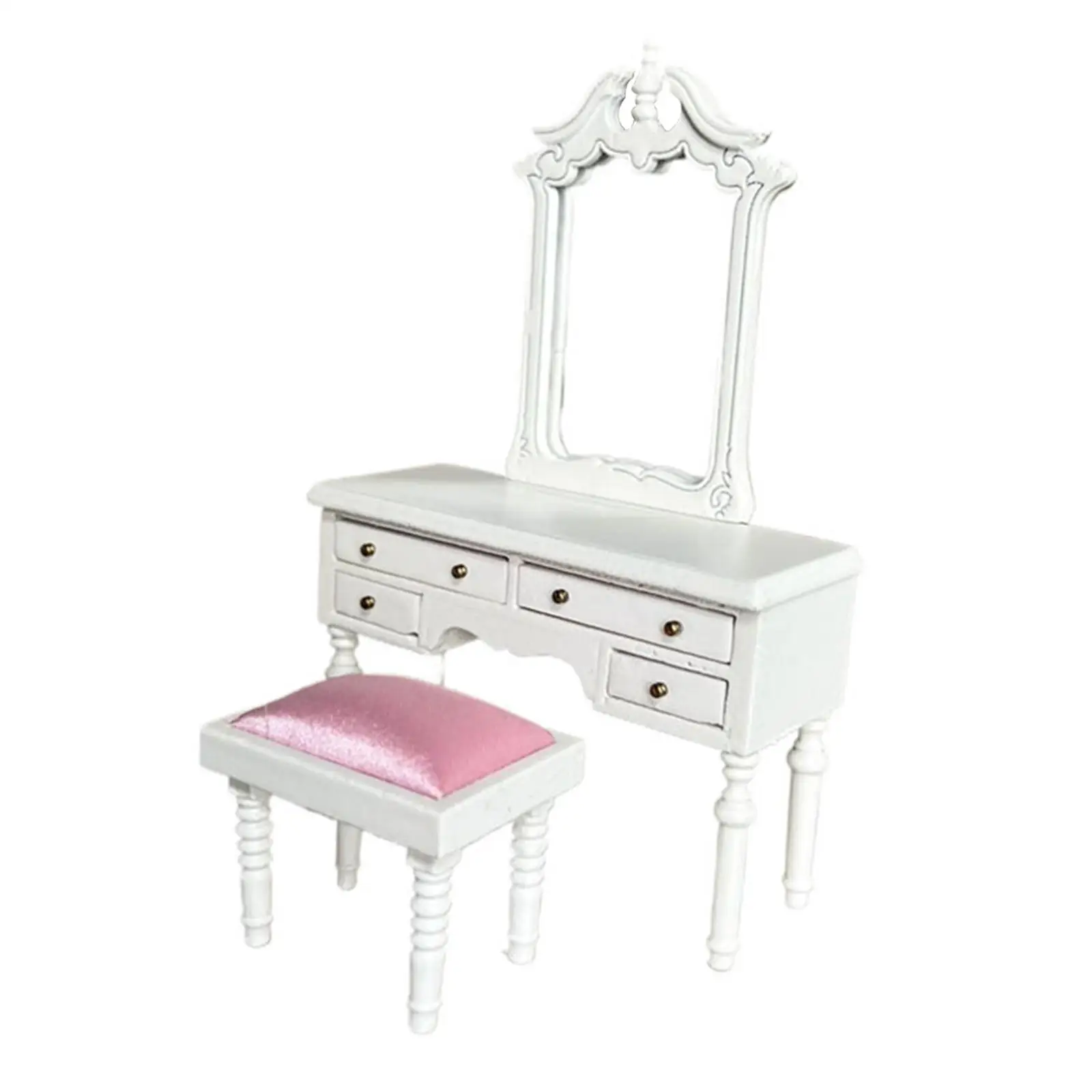 1:12 Schaal Dollhouse Vanity Mini Furniture Life Scene Verjaardagscadeau Slaapkamermeubilair Houten meubilair voor Dollhouse Garden