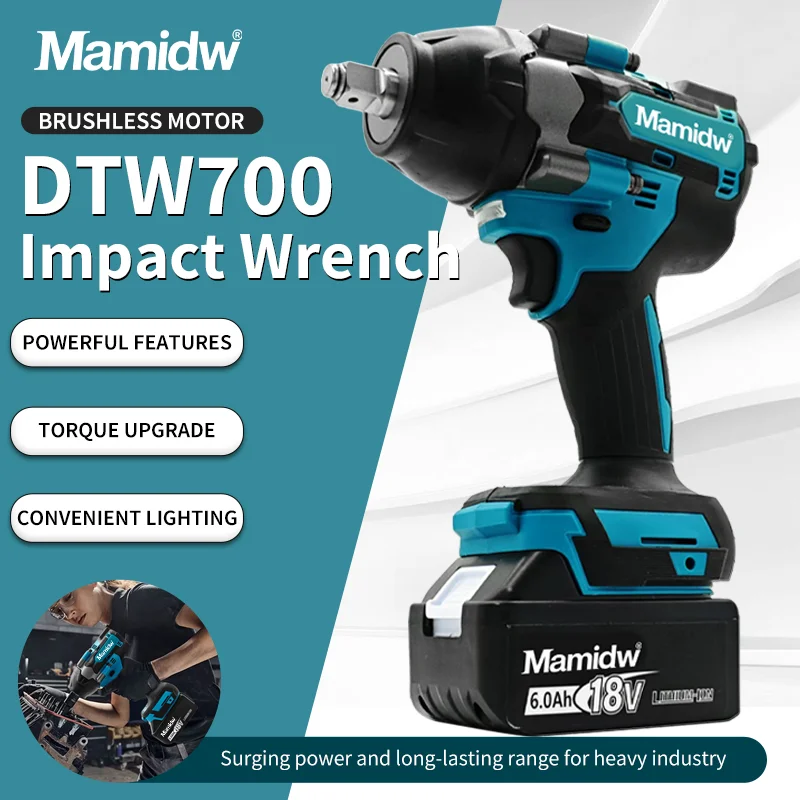 Mamidw اللاسلكي 1000N.m تأثير وجع فرش المفتاح الكهربائي عزم دوران كبير أدوات إصلاح السيارات الكهربائية ل ماكيتا 18 فولت بطارية دبوس