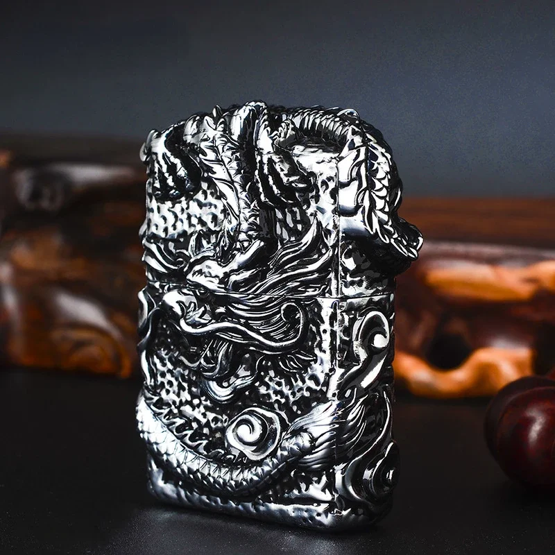 

Carving Lighter Vintage Metal Kerosene Lighters Unique Gasoline Lighters Windproof Oil Smoking Lighter