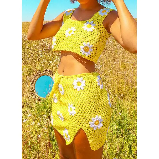 Casual gehaakt gebreide set 202 polyestervezel 00% Svel tweedelige damessweater met capuchon Sle zomercollectie