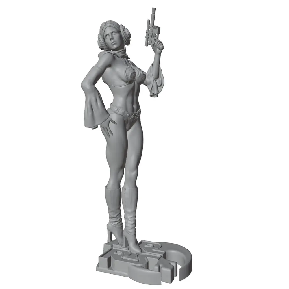 Sexy and Popular Girl 1/24 Miniature Resin Model Statue 75mm Figure Toy Model Kit, Beautiful Woman Holding a Toy Gun, High-Detailed Resin Model Figure Unpainted, Perfect for Role-Playing Games and Collecting
