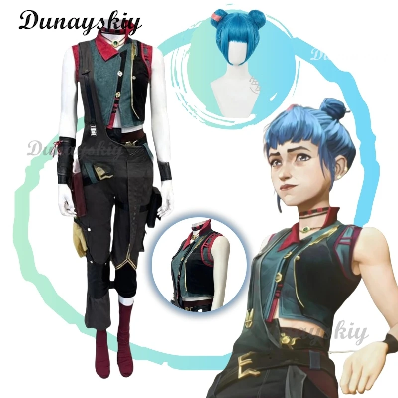 LOL Jinx Cosplay Costume Anime Game LOL Arcane Cos Clothes Wig Sexy Women Carnival Oufit Role Play Uniform Halloween Customized