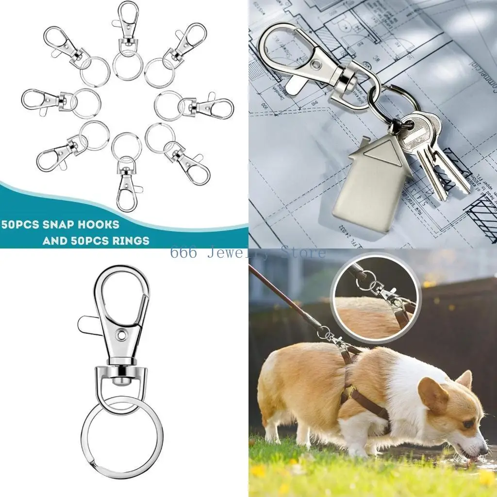 

F2TD 1 Set Alloy Lobster Clasps Hooks with Jump Rings for DIY Jewelry Making Keychain