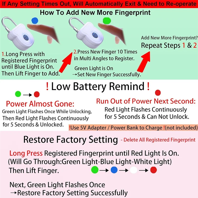 [NEW A09R!】 Fingerprint Padlock Smart Combination Biometric Keyless Lock For Gym Locker 20 Users W/USB Key For Toolbox Suitcase