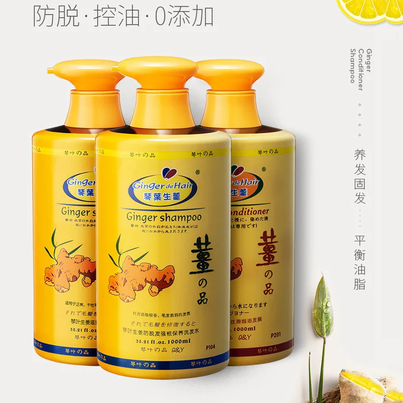 Qin Ye 생강 탈모 방지 오일 관리 및 영양, 비듬 방지, 가려움증 완화 샴푸, 1000ml