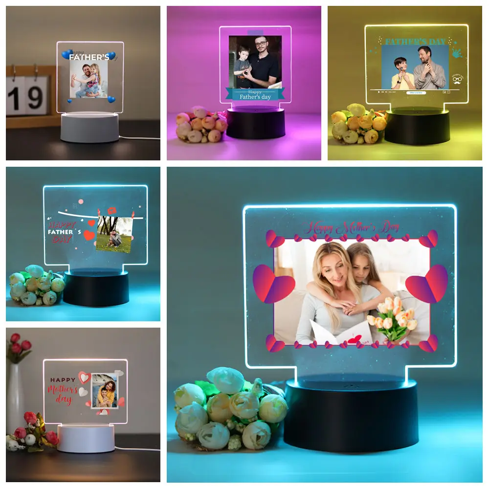 NEW Personalize Custom Pictures Father's Day Night Light 3D Illusion Lamp Mange Avatar Room Decor Gift Rgb Night Lights Led