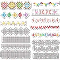 3szt Borders Stitch Cutting Dies for DIY Scrapbooking Metal Sewing Lace Die Cuts Embossing Stencils Template for Paper Card