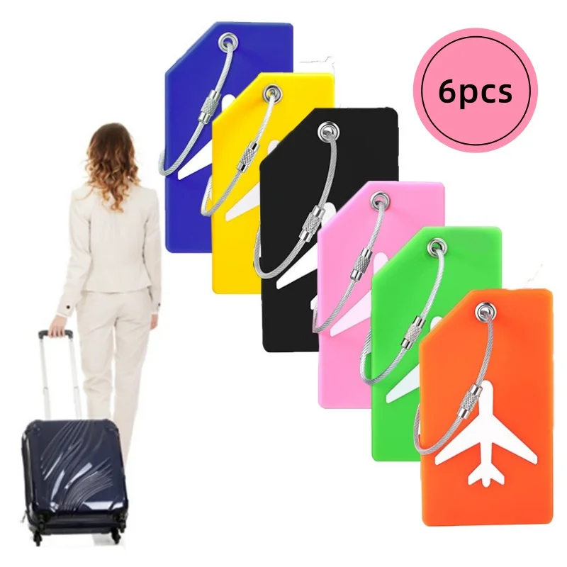 6Pcs Women Men Travel Accessories Silicon Luggage Tags Suitcase ID Name Address Holder Baggage Tag Unisex Label High Quality