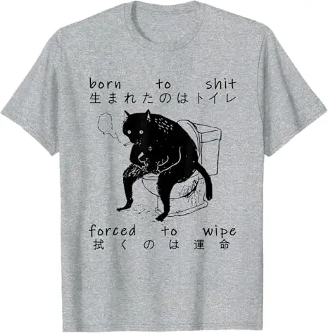 ولد إلى القرف أجبر لمسح القط اليابانية تي شيرت على طراز هاراجوكو الفكاهة مضحك الجرافيك الزي هريرة قصيرة الأكمام قائلا المحملة القمم Y2K #3