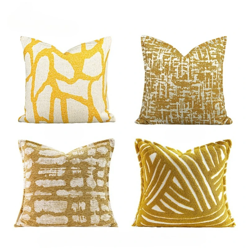 30X50/50X50CM Vintage Yellow Throw Pillow Cover Abstract Texture Stamping Waist Cushion Cover Decor Home Decorative Pillowcase