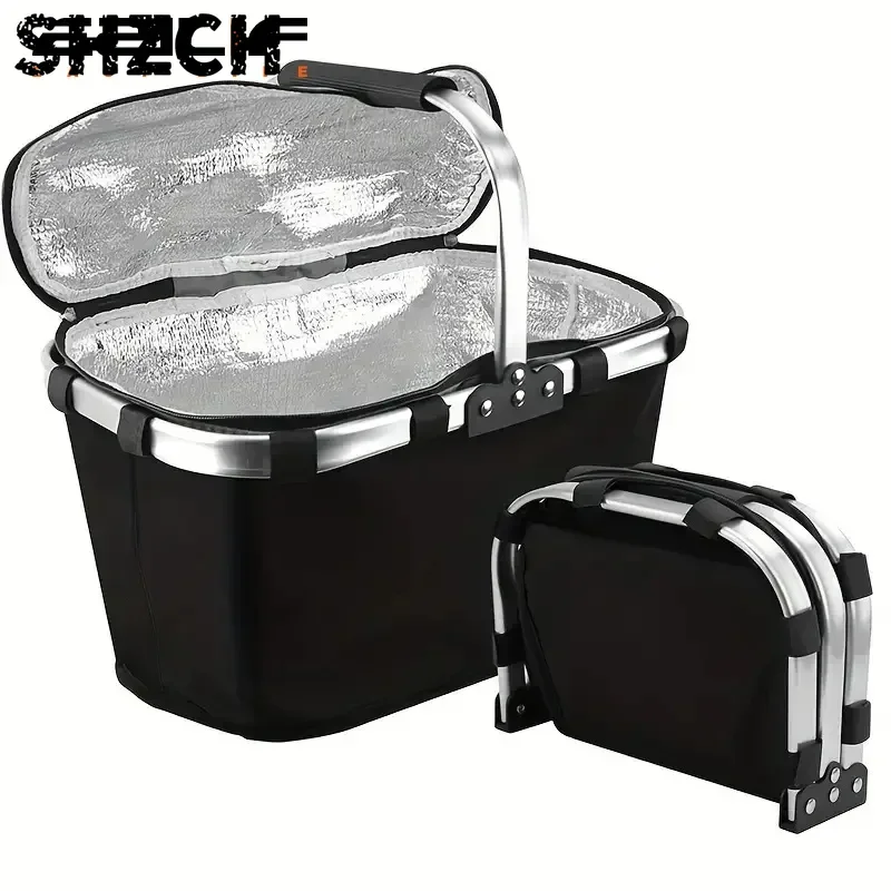 Picnic Basket Outdoor Folding Insulated Bag Handheld Portable Shopping Basket Delivery Bento Fast Food Delivery Insulated Basket